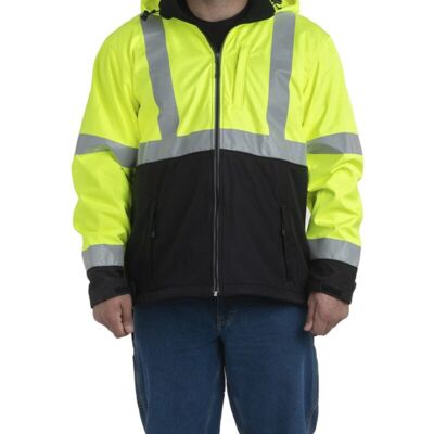 Men's Tall Hi-Vis Class 3 Hooded Soft Shell Jacket Thumbnail
